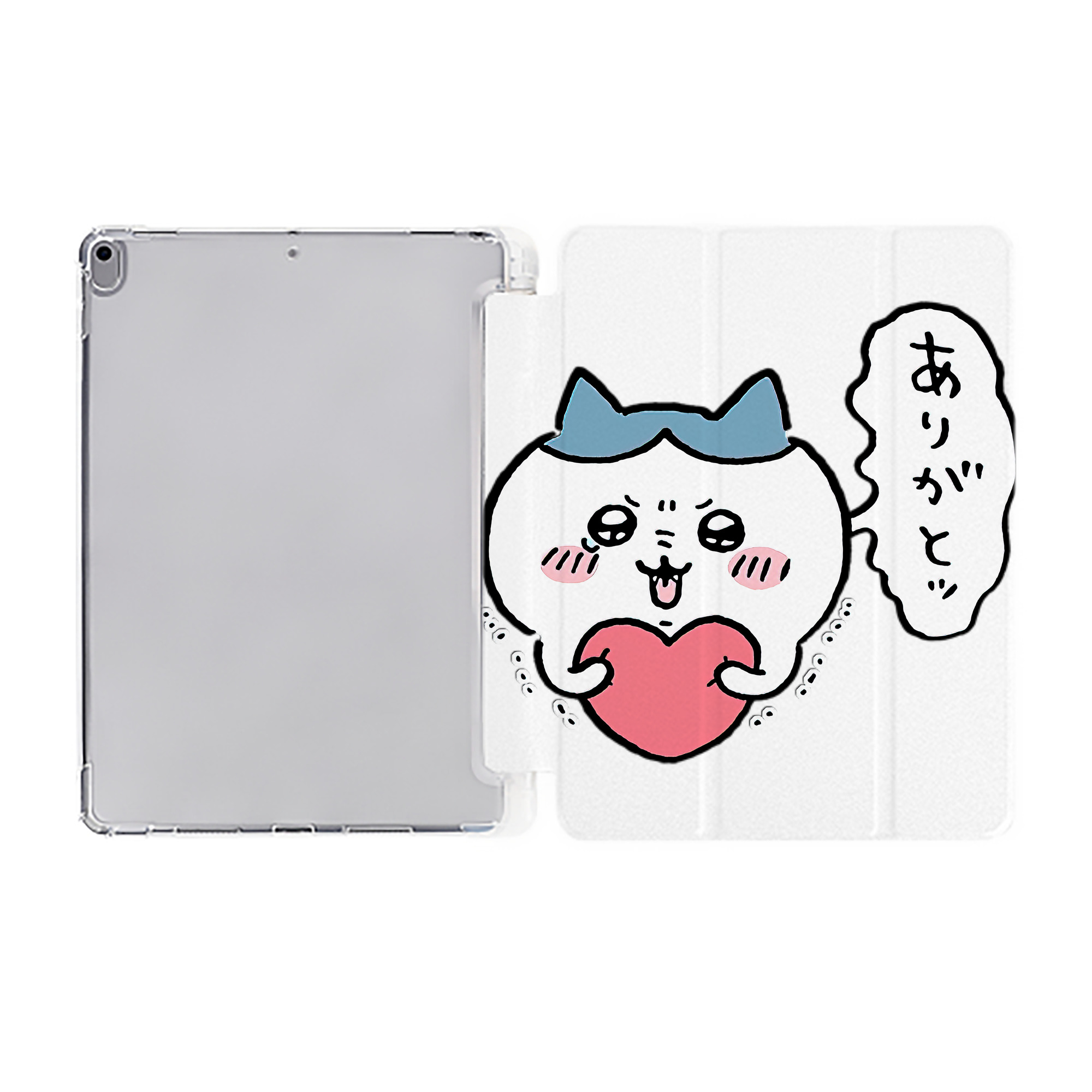 （画像用） ちいかわ ハチワレ Chii-kawa hachiware IPad ケース ペン収納付き 三つ折りスタンド PUレザー×シリコン 対応機種9.5/10.5/10.9インチ